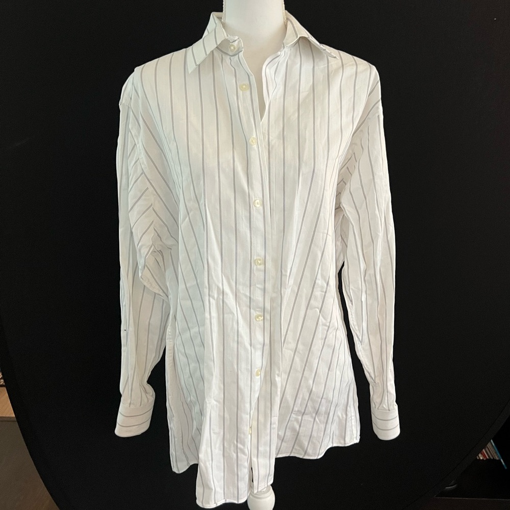 Calvin Klein White Pinstripe Button Down Shirt